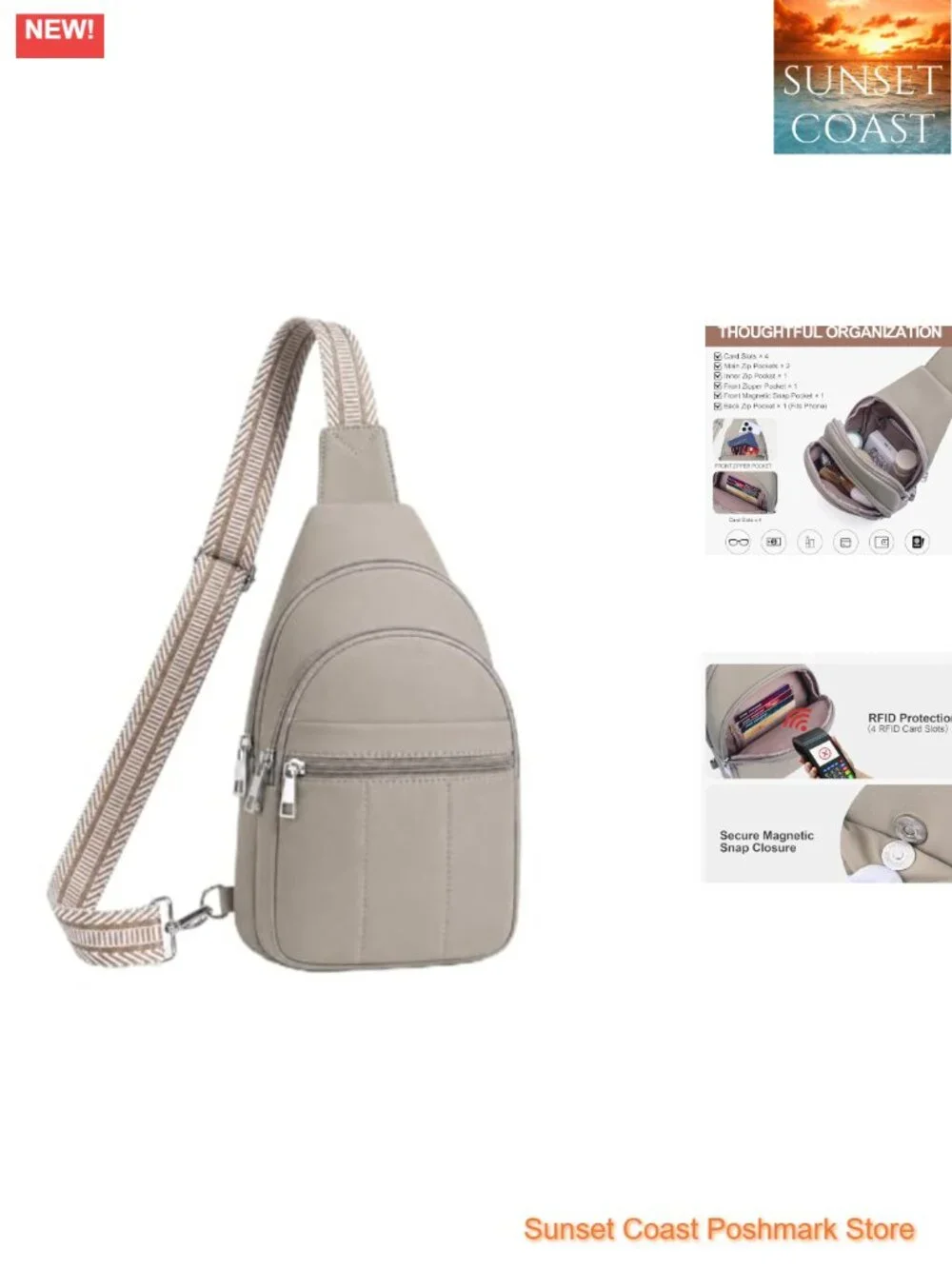 Puffer Crossbody Bag Anti Theft Travel RFID Sling Pack Nylon